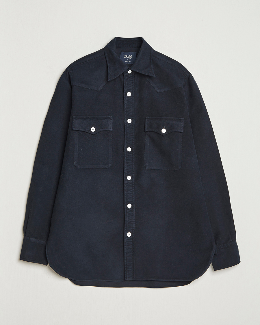 Herr | Skjortor | Drake's | Moleskine Western Shirt Navy