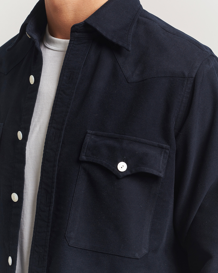 Herr | Skjortor | Drake's | Moleskine Western Shirt Navy