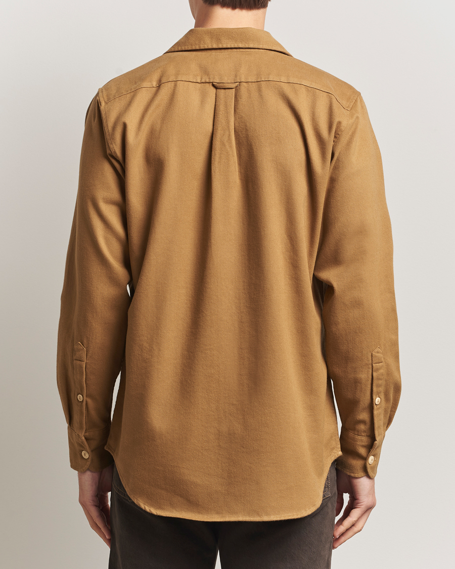 Herr | Skjortor | Drake's | Brushed Twill Camp Collar Shirt Sand