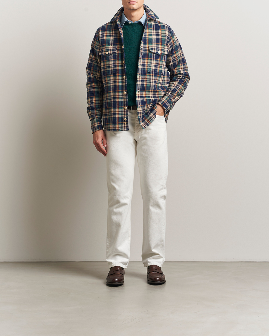 Herr | Skjortor | Drake's | Check Relaxed Block Shirt Multi