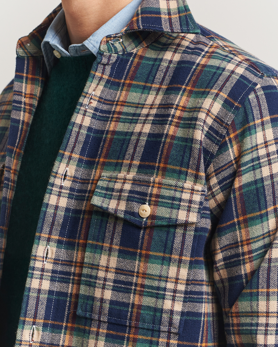Herr | Skjortor | Drake's | Check Relaxed Block Shirt Multi