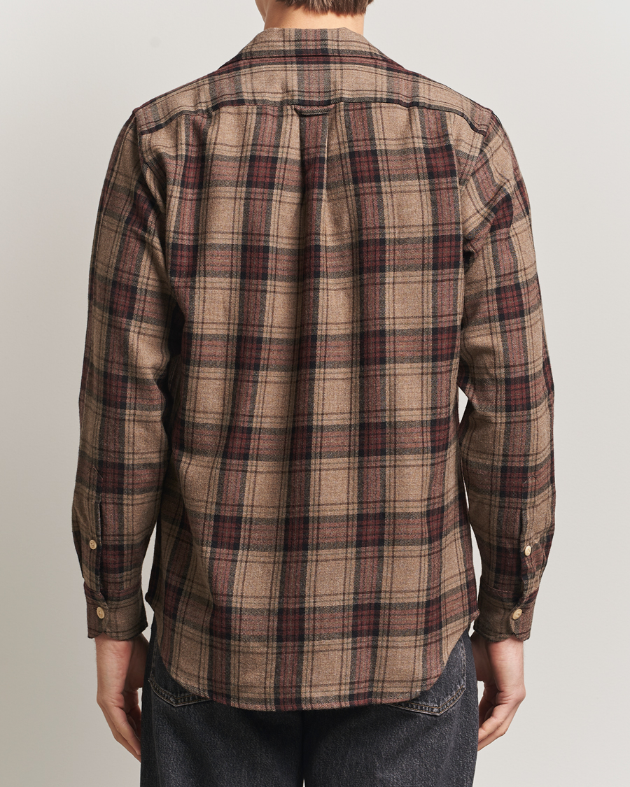 Herr | Skjortor | Drake's | Wool Camp Collar Work Shirt Brown