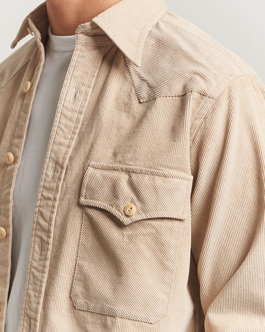 Herr | Skjortor | Drake's | Fine Corduroy Work Shirt Ecru