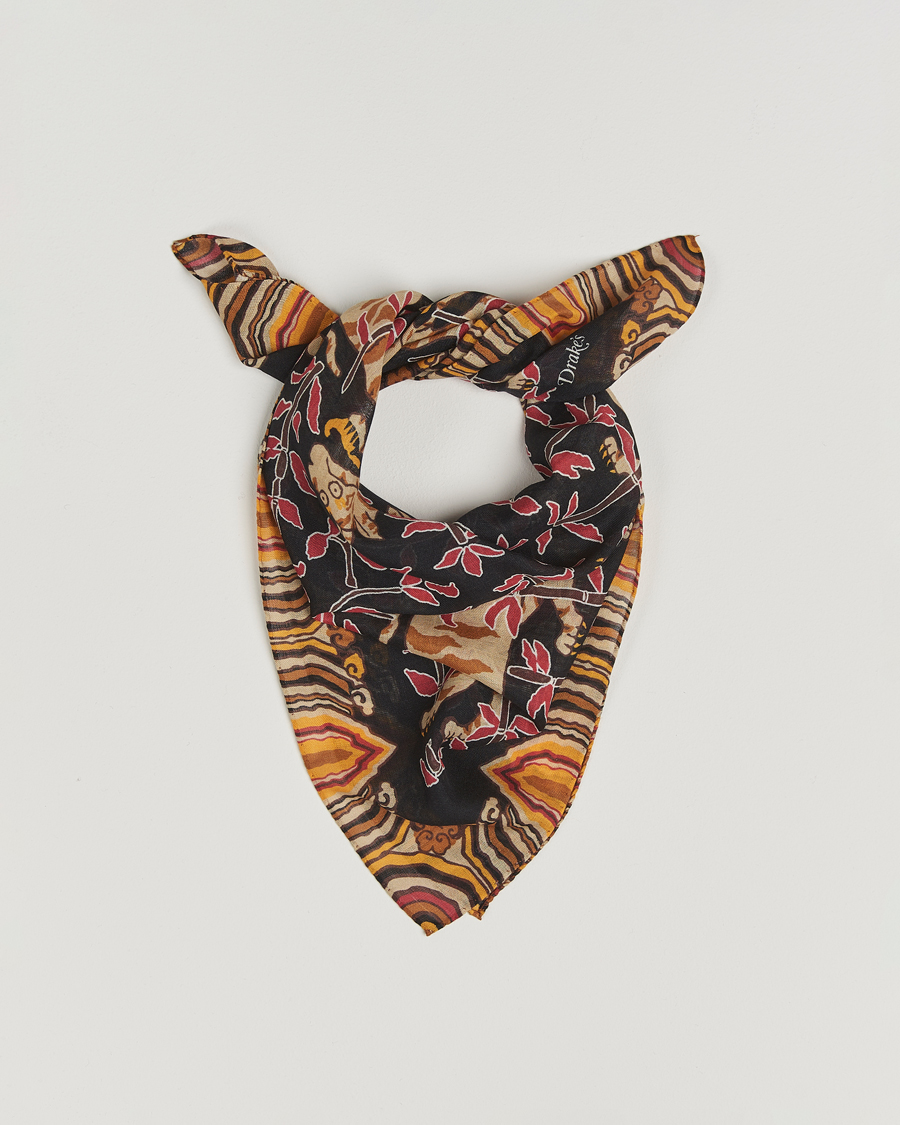 Herr | Scarves | Drake's | Tiger Bandana Black