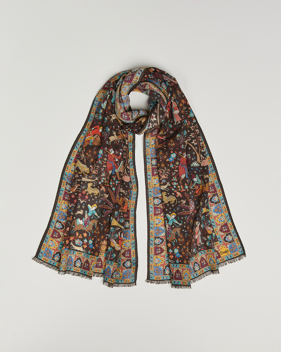 Herr | Scarves | Drake's | Mogul Garden Scarf Brown