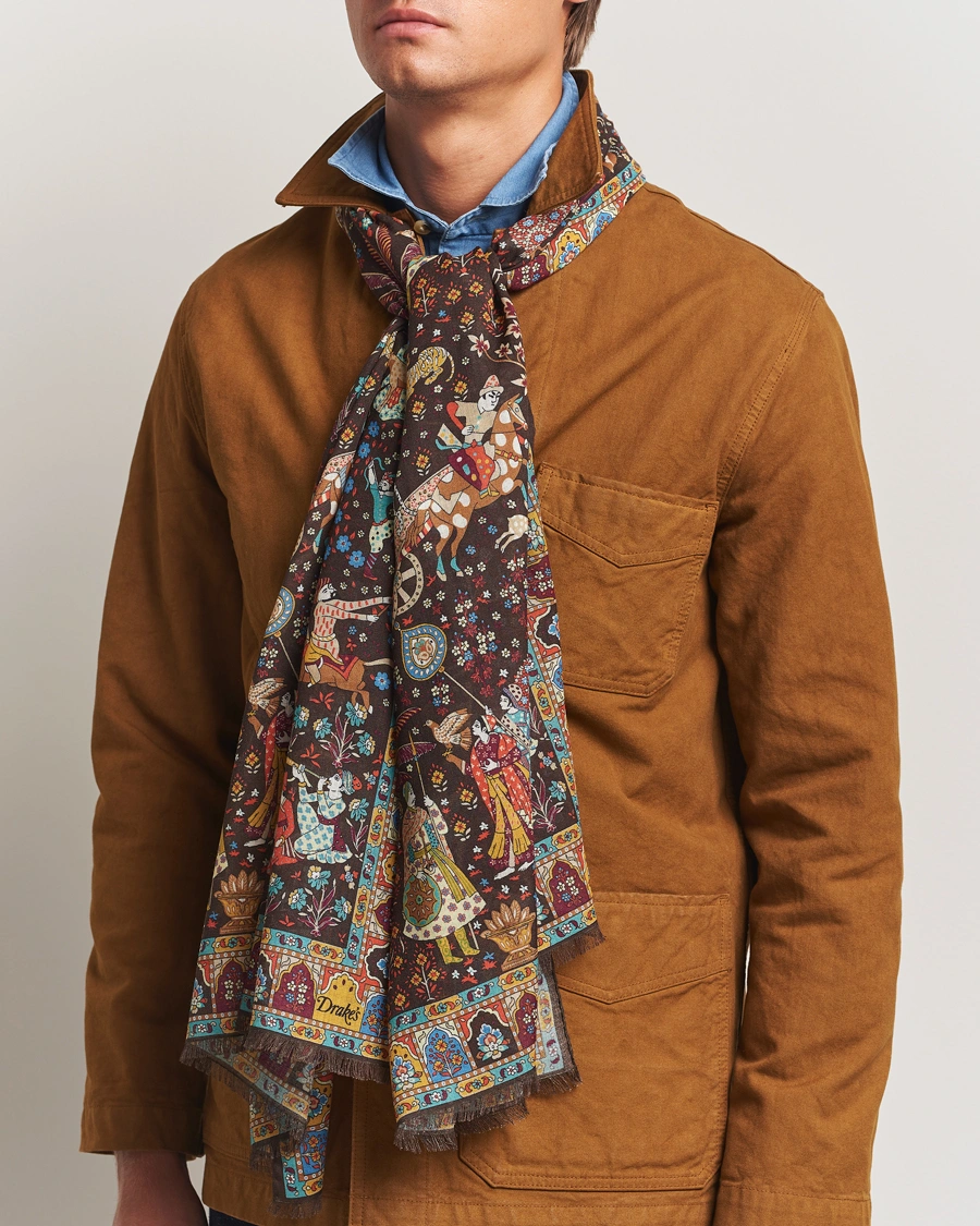 Herr | Scarves | Drake's | Mogul Garden Scarf Brown