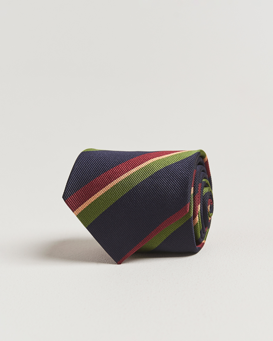 Herr | Slipsar | Drake's | Sandwitch Stripe Reppe Silk Tie Navy