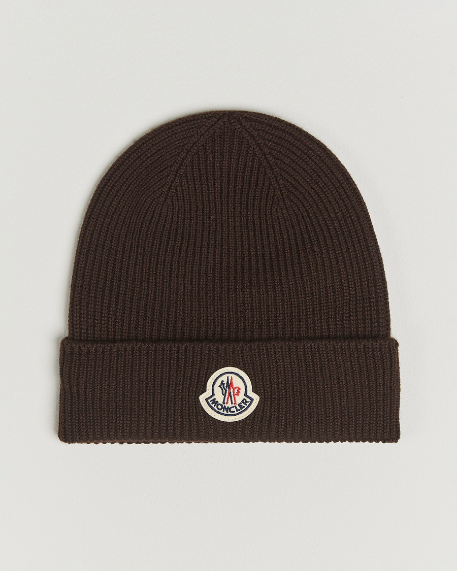 Herr | Moncler Rib Wool Beanie Brown | Moncler | Rib Wool Beanie Brown