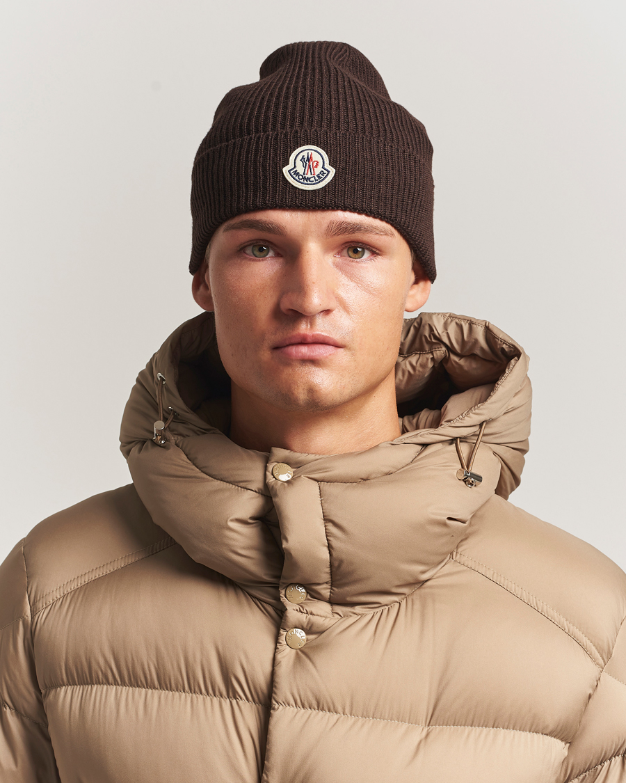 Herr | Moncler Rib Wool Beanie Brown | Moncler | Rib Wool Beanie Brown