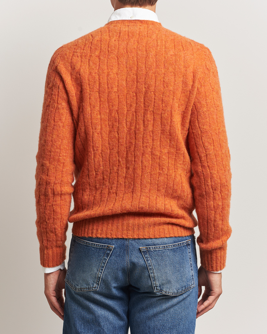 Herr | Tröjor | Morris | Brushed Cable Sweater Orange
