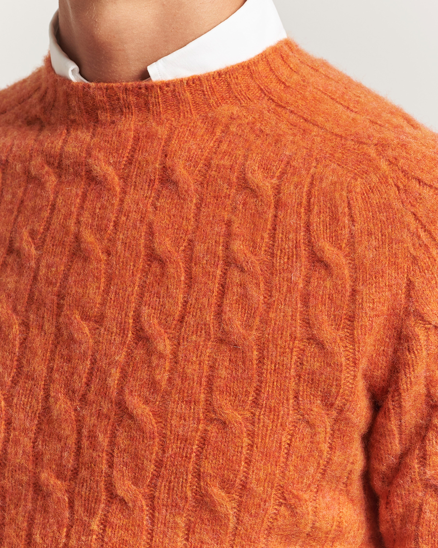 Herr | Tröjor | Morris | Brushed Cable Sweater Orange