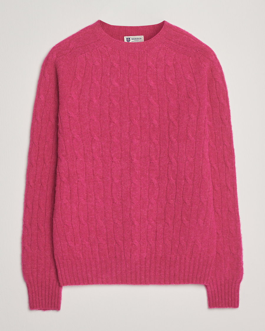 Herr | Tröjor | Morris | Brushed Cable Sweater Pink