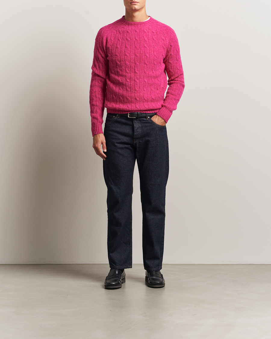 Herr | Tröjor | Morris | Brushed Cable Sweater Pink