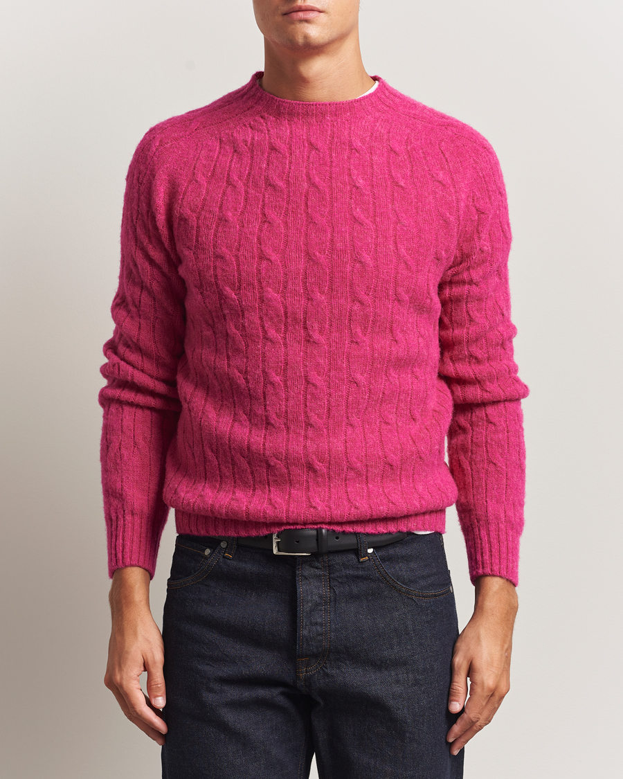 Herr | Tröjor | Morris | Brushed Cable Sweater Pink