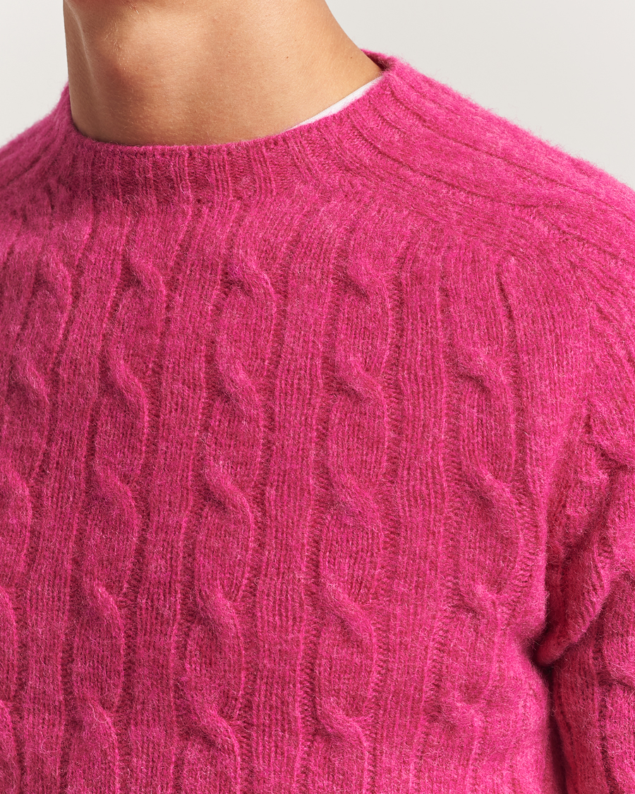 Herr | Tröjor | Morris | Brushed Cable Sweater Pink
