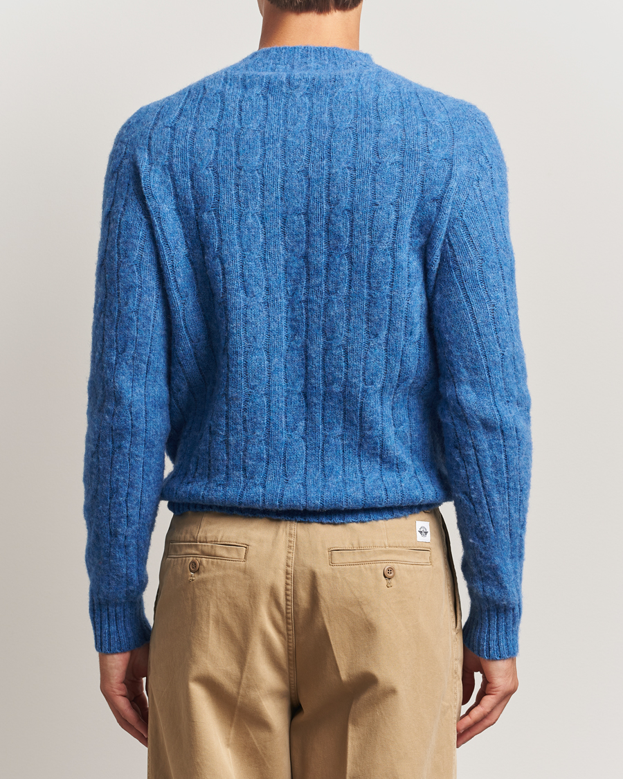 Herr | Tröjor | Morris | Brushed Cable Sweater Blue
