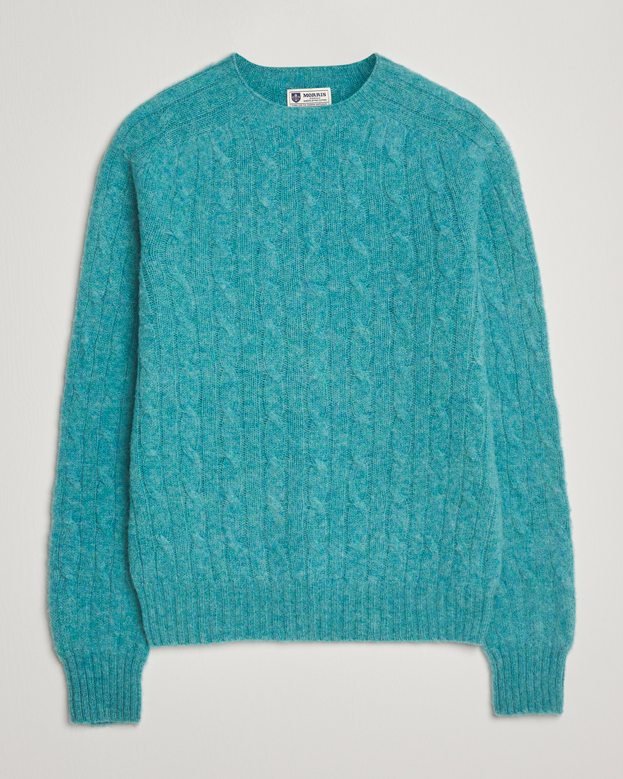 Herr | Tröjor | Morris | Brushed Cable Sweater Green