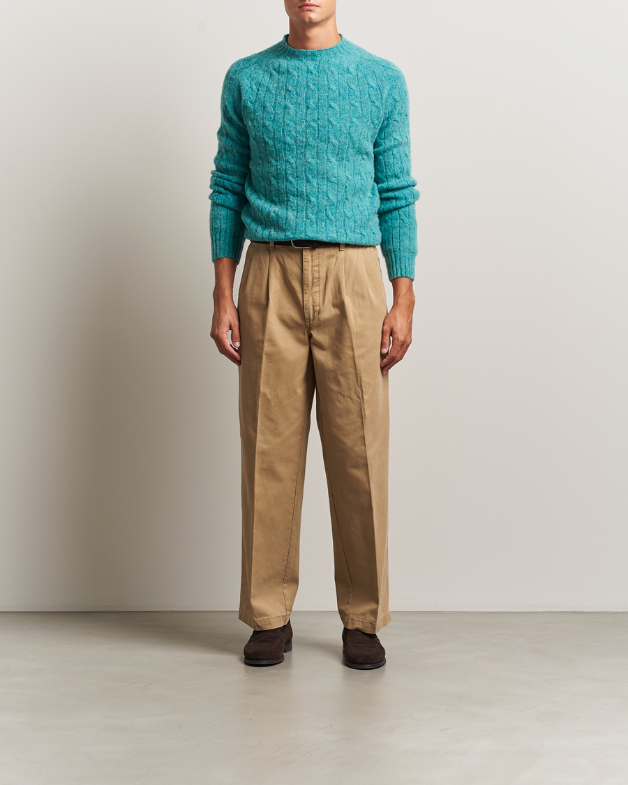 Herr | Tröjor | Morris | Brushed Cable Sweater Green