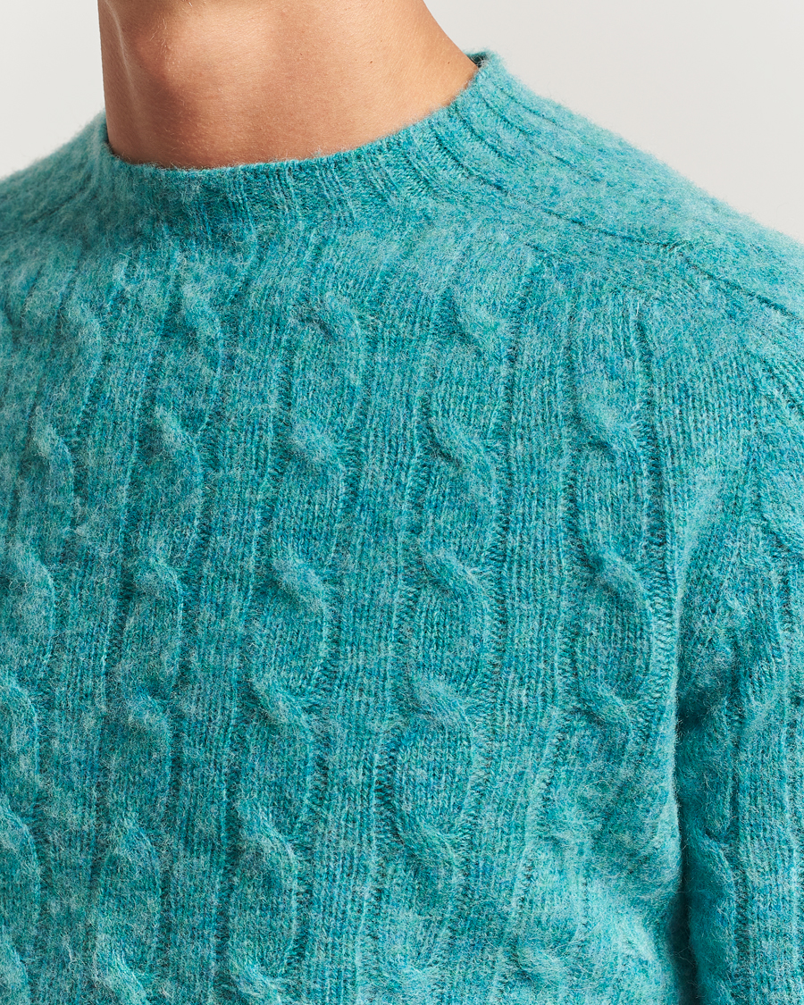 Herr | Tröjor | Morris | Brushed Cable Sweater Green