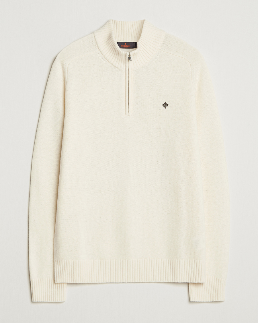 Herr | Tröjor | Morris | Hertford Lambswool Merino Half Zip Off White