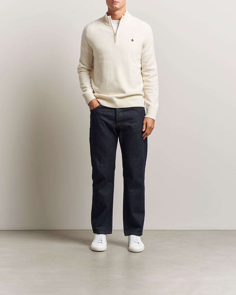 Herr | Tröjor | Morris | Hertford Lambswool Merino Half Zip Off White