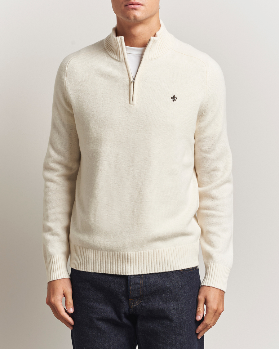 Herr | Tröjor | Morris | Hertford Lambswool Merino Half Zip Off White