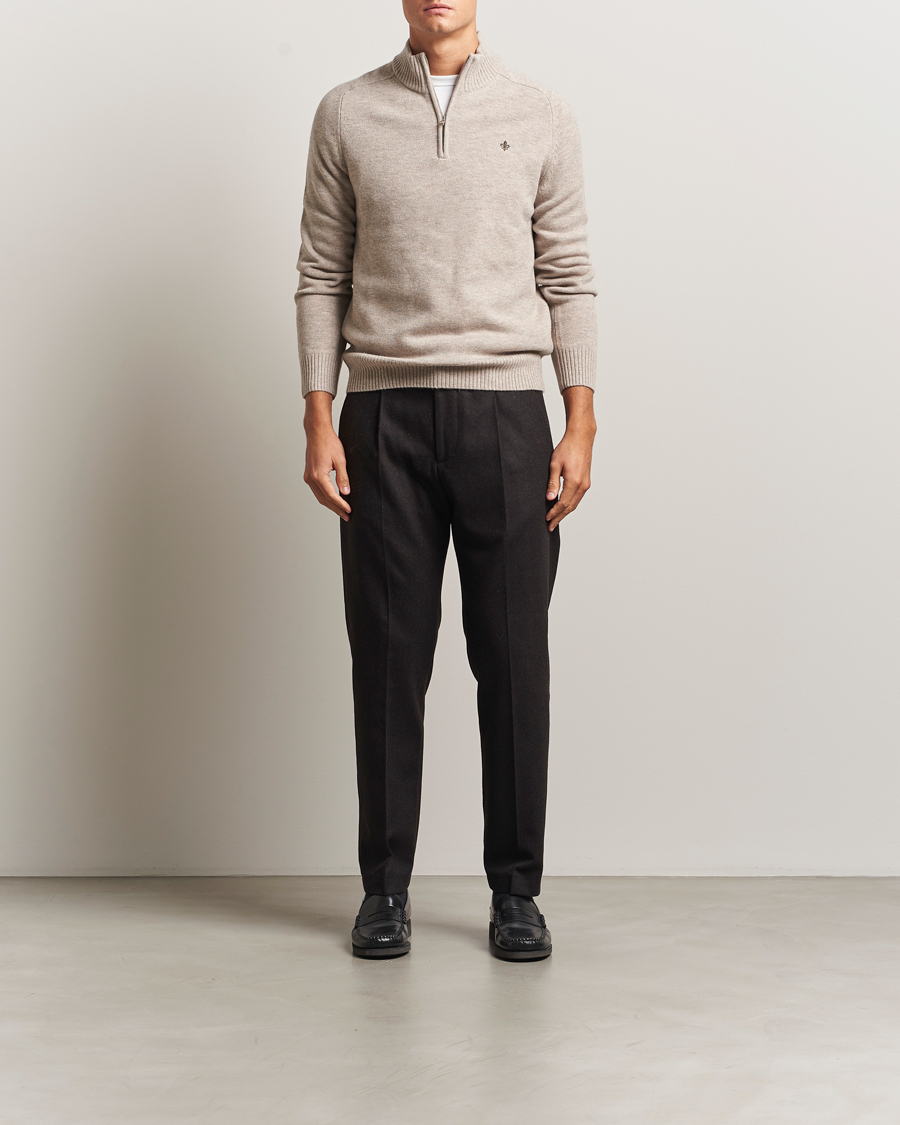 Herr | Tröjor | Morris | Hertford Lambswool Merino Half Zip Khaki