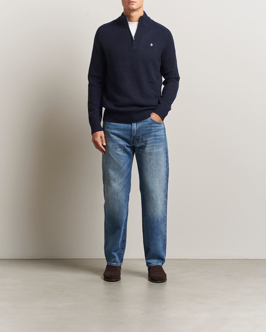 Herr | Tröjor | Morris | Hertford Lambswool Merino Half Zip Navy