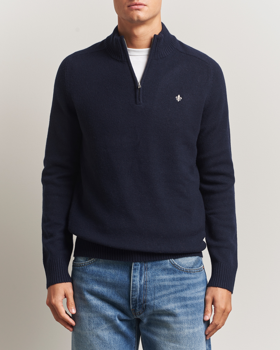 Herr | Tröjor | Morris | Hertford Lambswool Merino Half Zip Navy