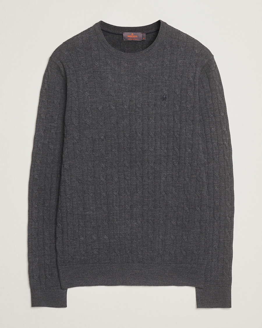 Herr | Tröjor | Morris | Merino Cable O-Neck Grey
