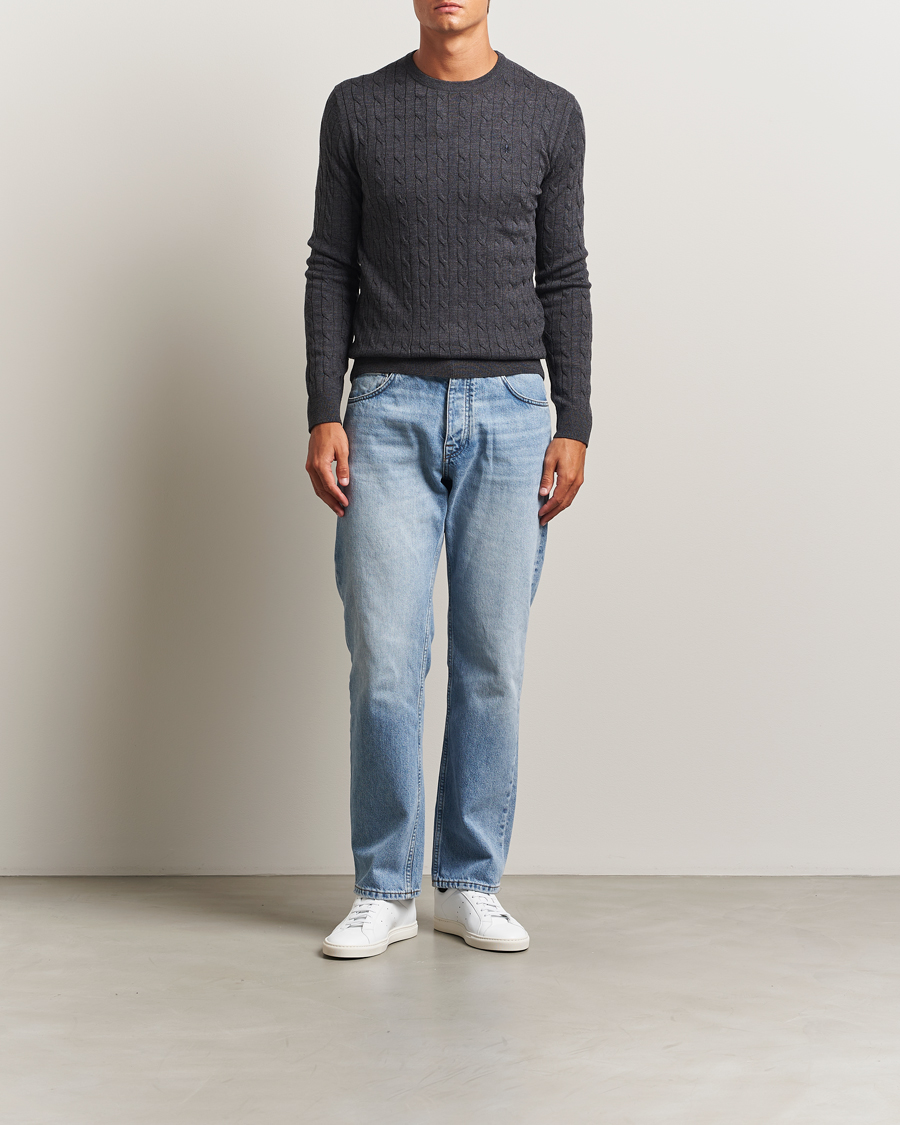 Herr | Tröjor | Morris | Merino Cable O-Neck Grey