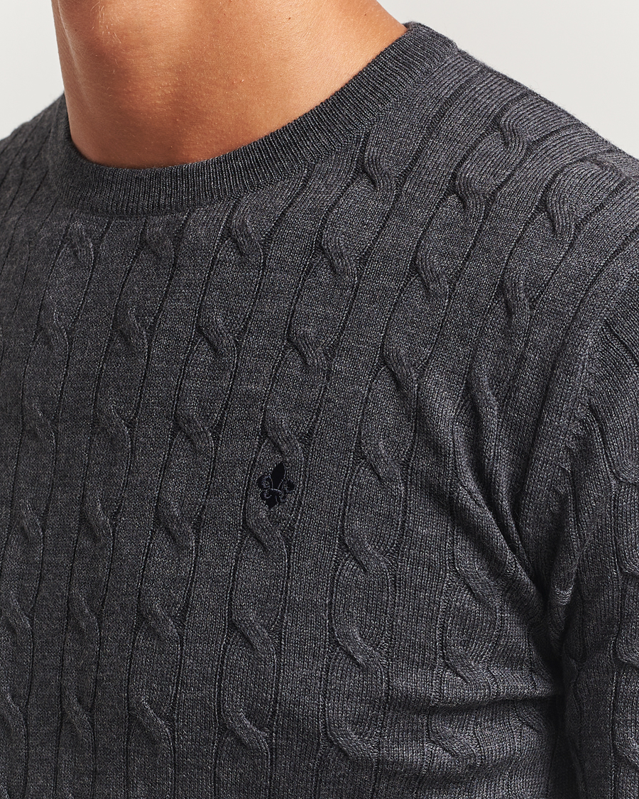 Herr | Tröjor | Morris | Merino Cable O-Neck Grey