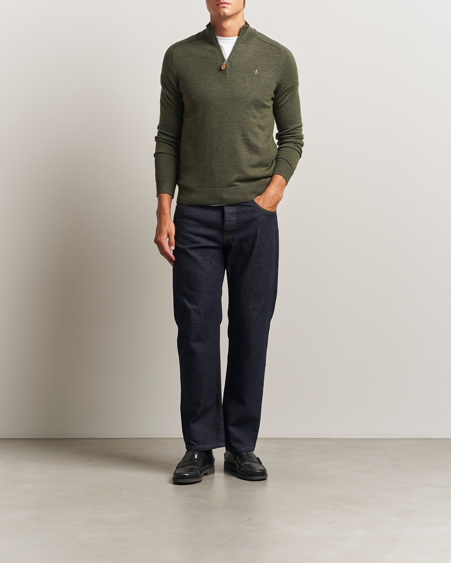 Herr | Tröjor | Morris | John Merino Half Zip Olive
