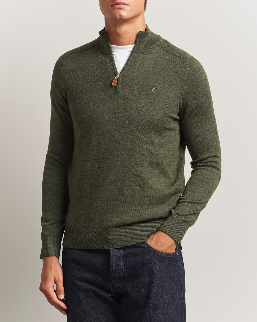 Herr | Tröjor | Morris | John Merino Half Zip Olive