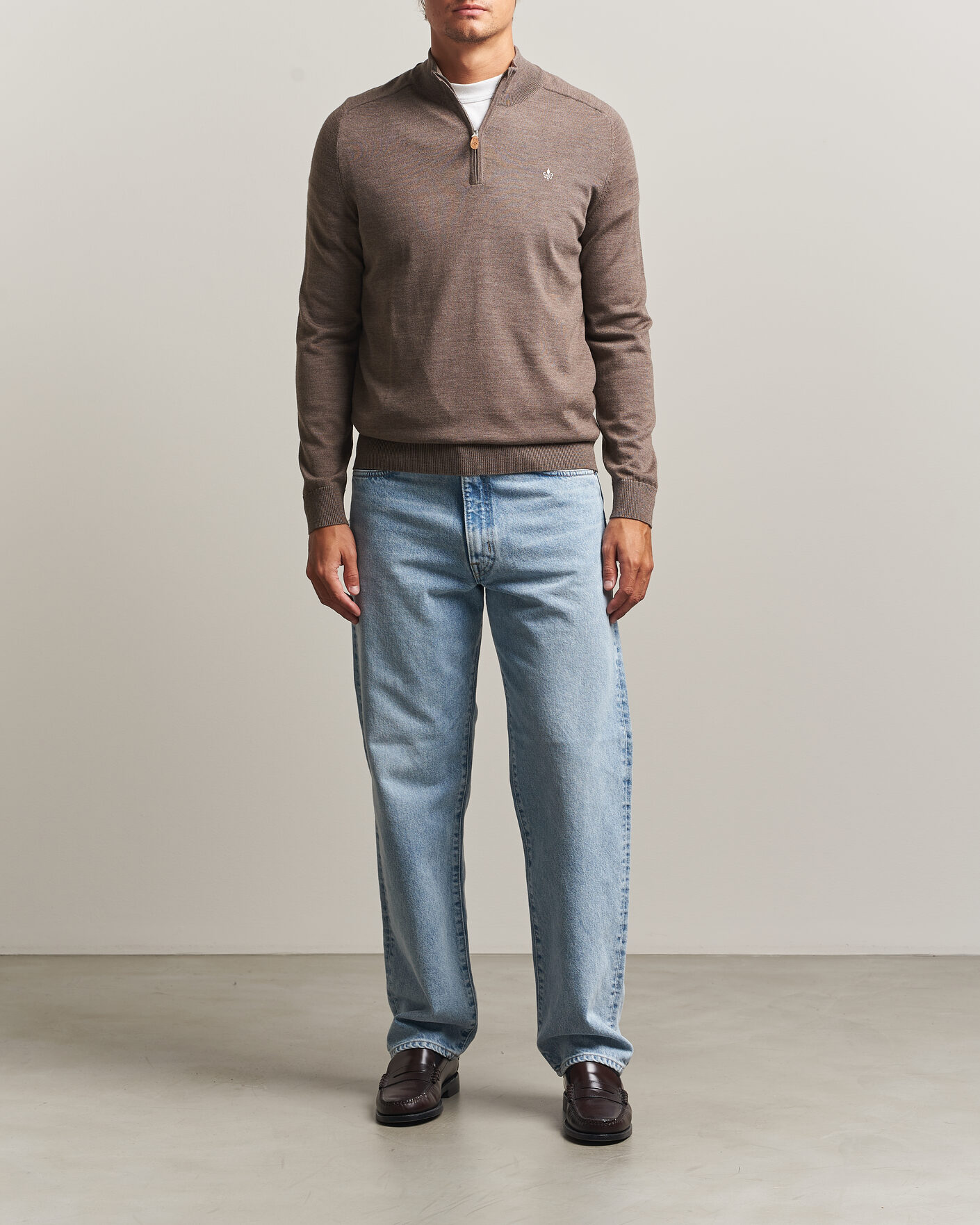 Herr | Tröjor | Morris | John Merino Half Zip Brown