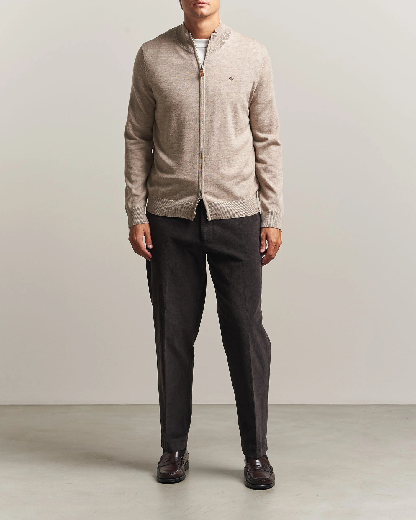 Herr | Tröjor | Morris | Merino Full Zip Cardigan Khaki
