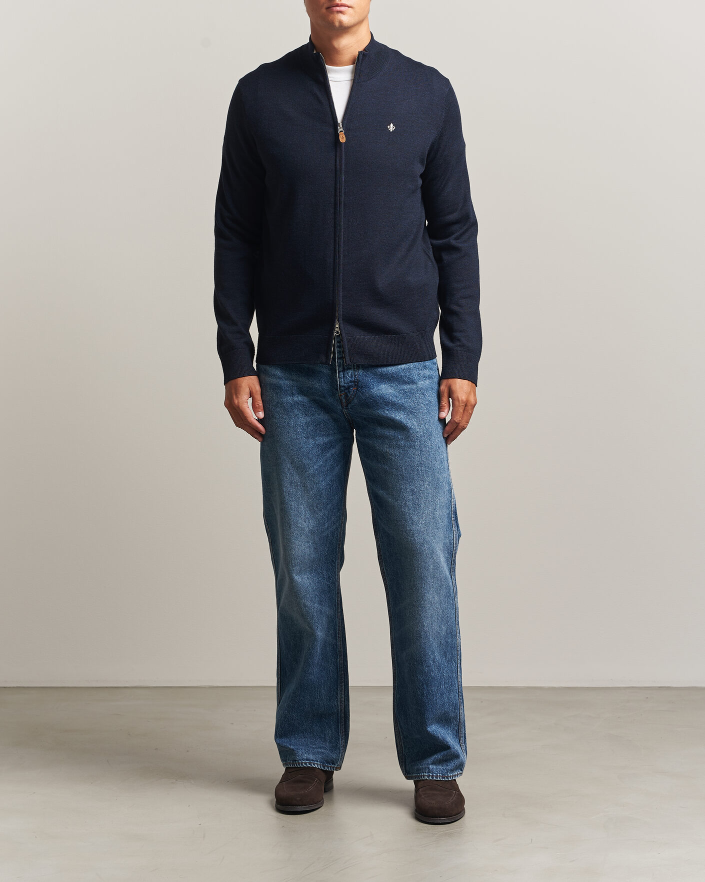 Herr | Tröjor | Morris | Merino Full Zip Cardigan Navy