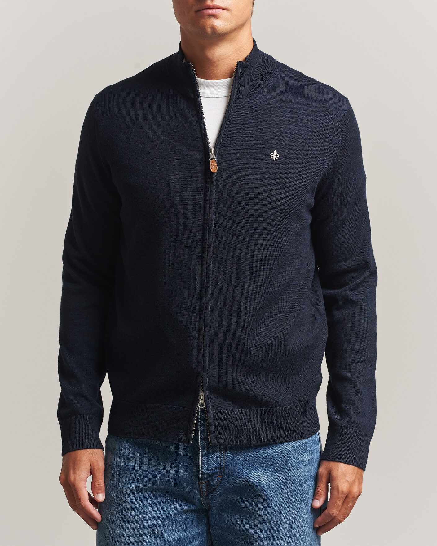 Herr | Tröjor | Morris | Merino Full Zip Cardigan Navy