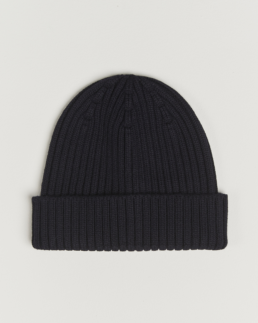 Herr | Mössor | Stenströms | Rib Knitted Merino Beanie Navy