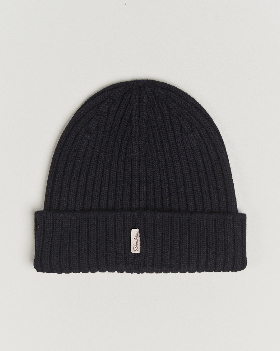 Herr | Mössor | Stenströms | Rib Knitted Merino Beanie Navy