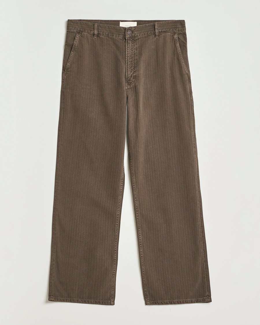 Herr | Byxor | Jeanerica | Genua Herringbone Twill Chino Brown
