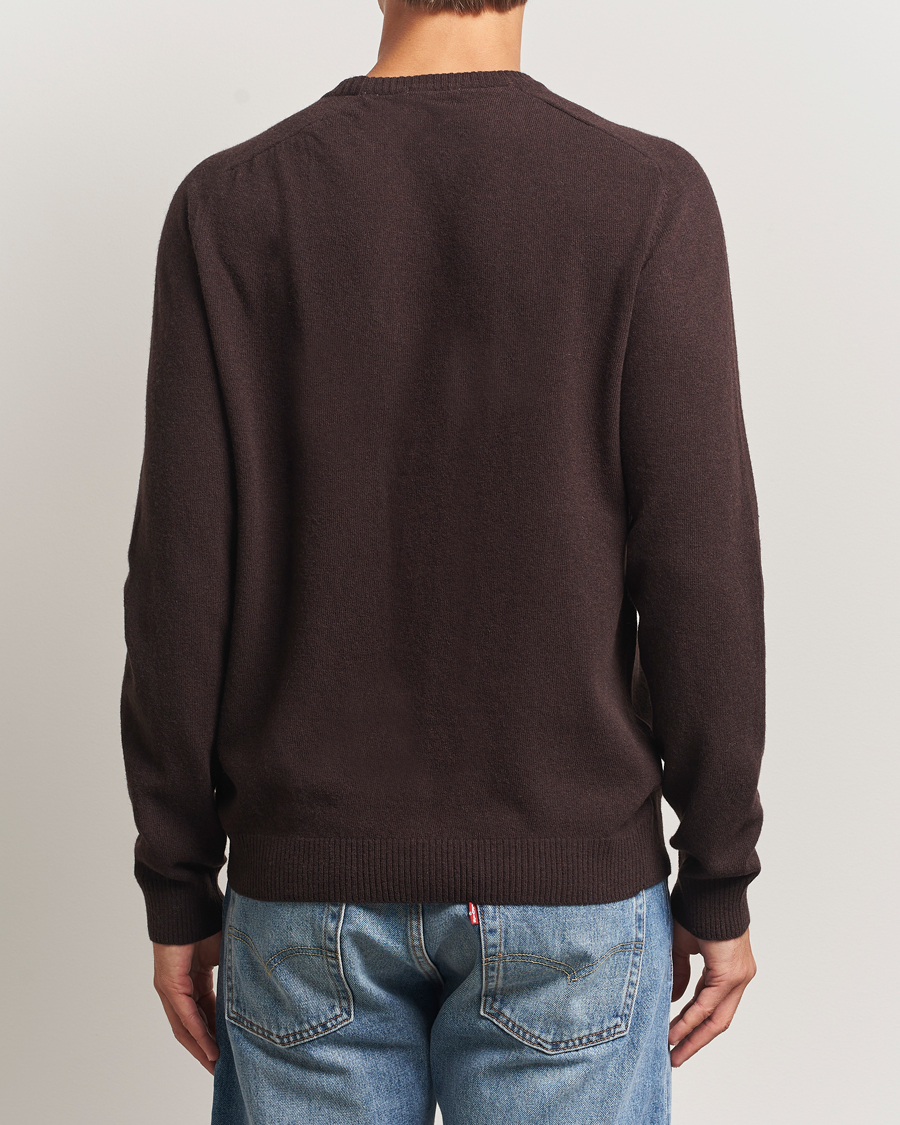 Herr | Tröjor | KnowledgeCotton Apparel | Lambswool Roundneck Chocolate