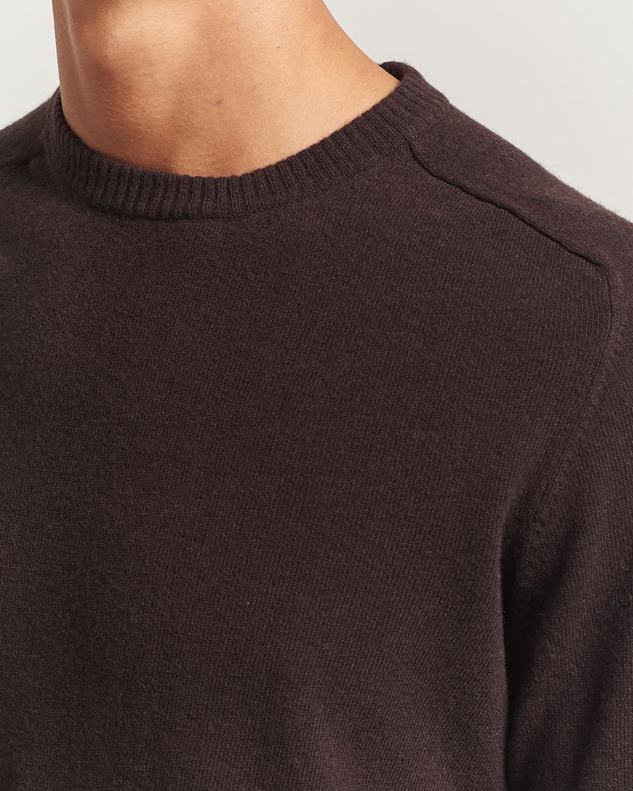 Herr | Tröjor | KnowledgeCotton Apparel | Lambswool Roundneck Chocolate