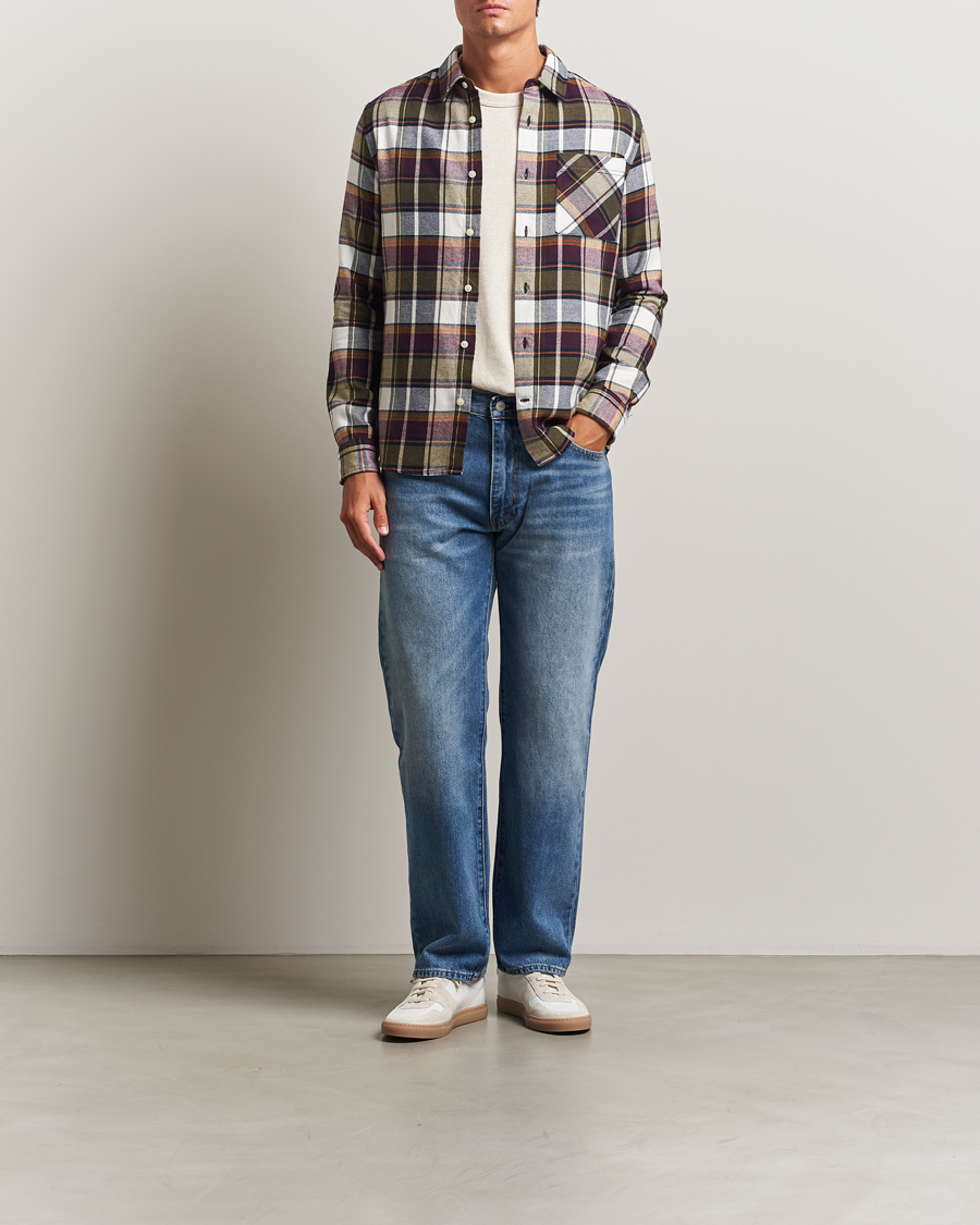 Herr | Skjortor | KnowledgeCotton Apparel | Cotton Checked Flannel Shirt Green