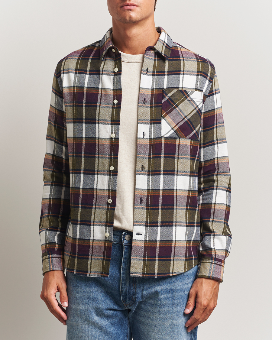Herr | Skjortor | KnowledgeCotton Apparel | Cotton Checked Flannel Shirt Green