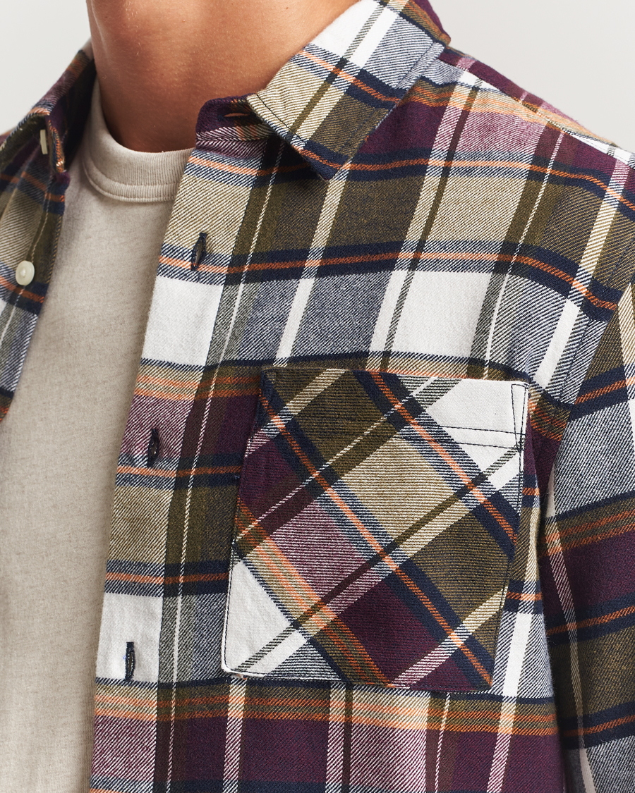 Herr | Skjortor | KnowledgeCotton Apparel | Cotton Checked Flannel Shirt Green