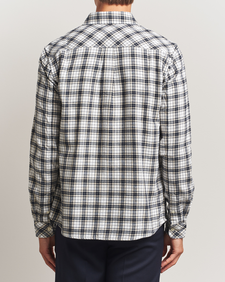 Herr | Skjortor | KnowledgeCotton Apparel | Cotton Small Checked Flannel Shirt Blue