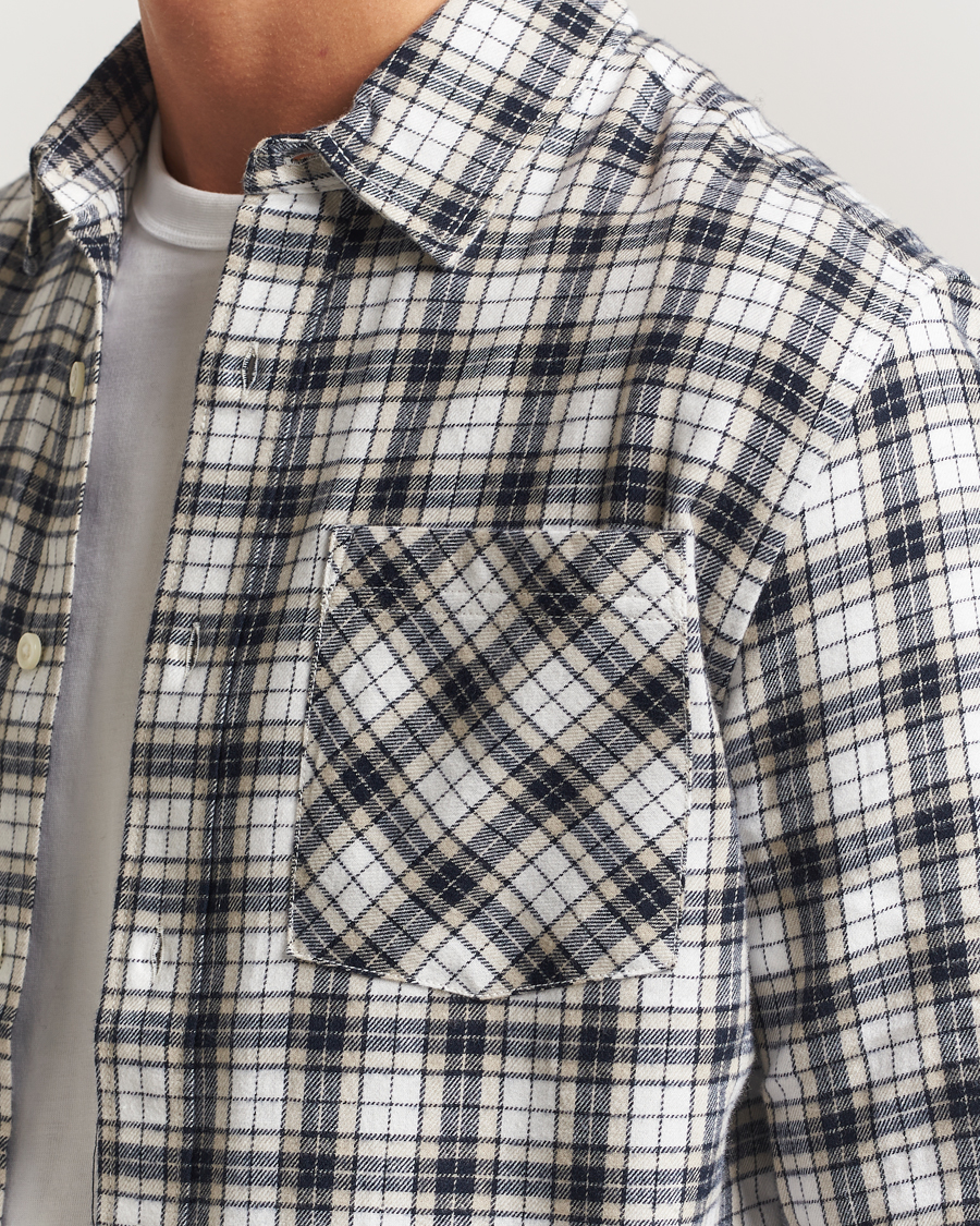 Herr | Skjortor | KnowledgeCotton Apparel | Cotton Small Checked Flannel Shirt Blue