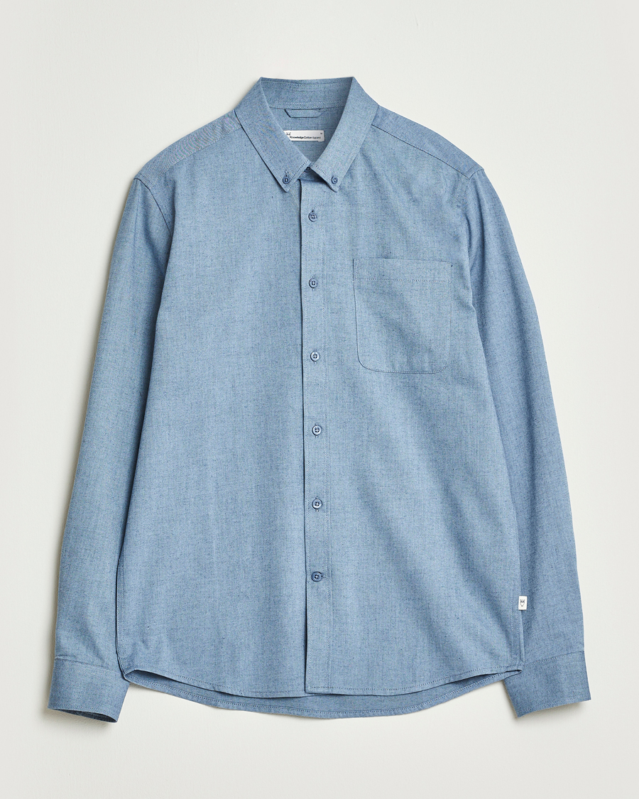 Herr | Skjortor | KnowledgeCotton Apparel | Regular Fit Melange Flannel Shirt Denim
