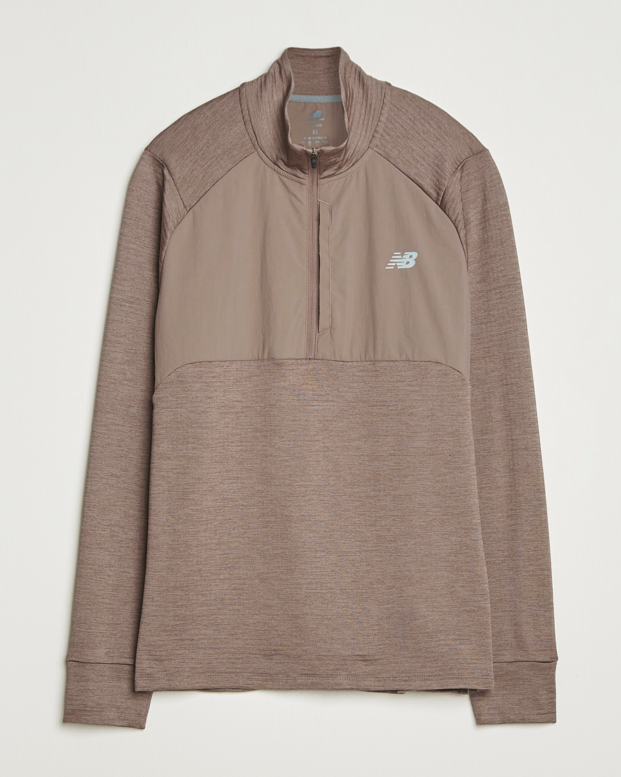 Herr | Tröjor | New Balance Running | Heat Grid Half Zip Earth Shadow Heather